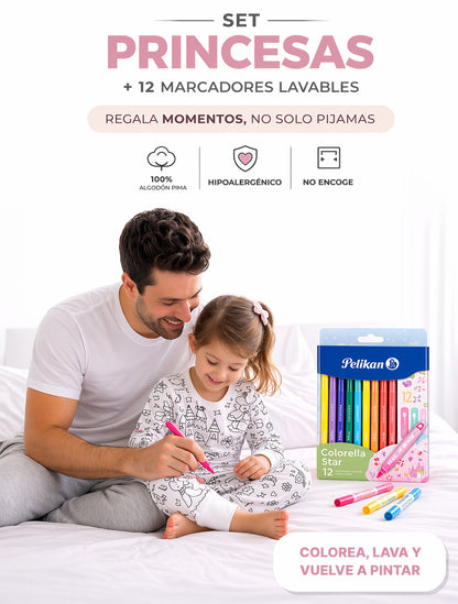 ColoreaWear™ – Pijama Creativa Lavable + Kit de 12 marcadores - Diversión sin pantallas
